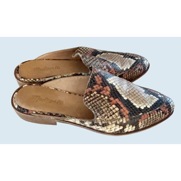 MADEWELL Frances Textured Snakeskin Printed Loafer Mules Sz 7 - Picture 4 of 7